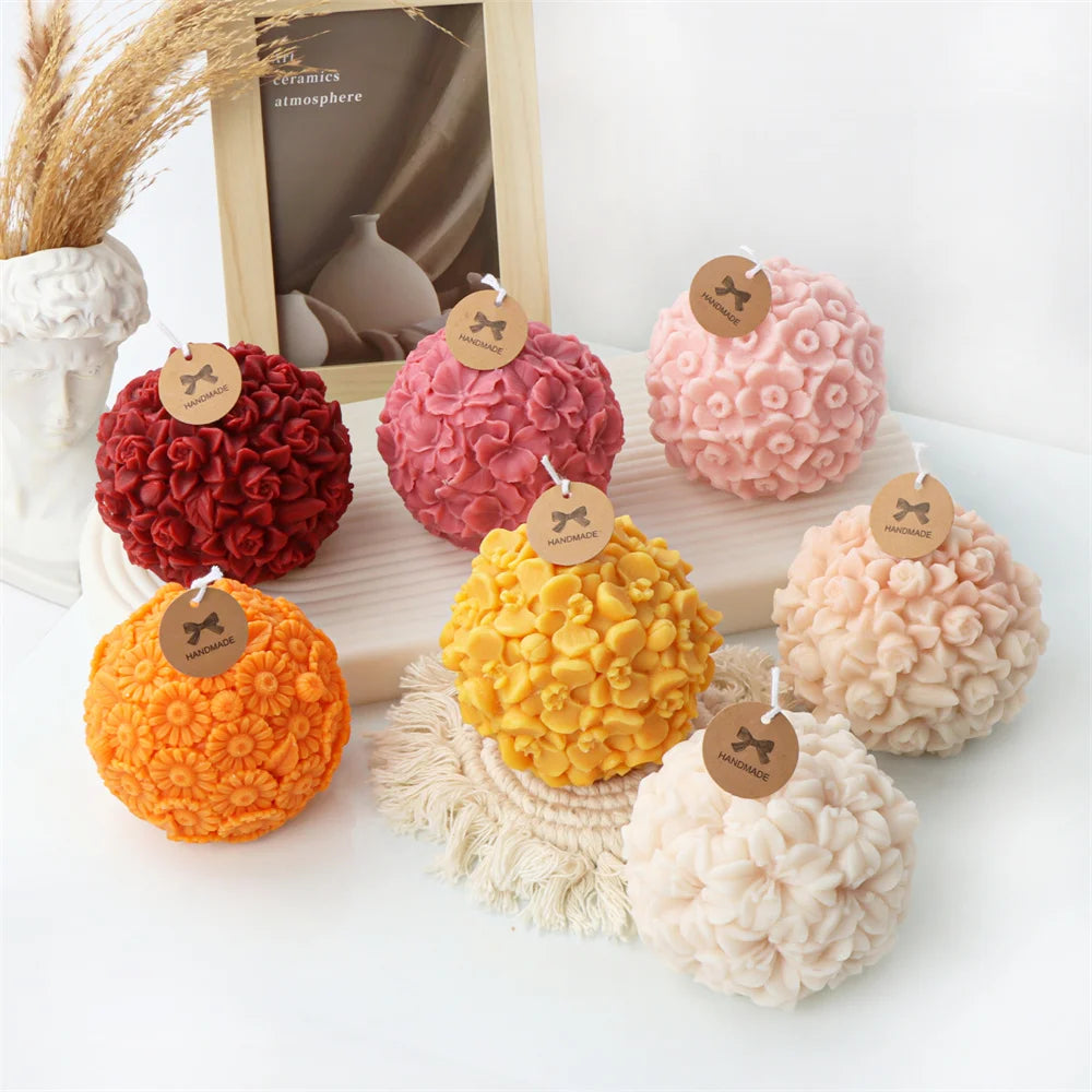 3D Flower Ball Silicone Mold – DIY Floral Candle