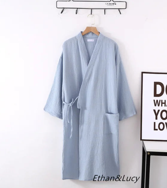 Japanese Kimono Robe – Cotton Couple Bathrobe for Spring & Autumn