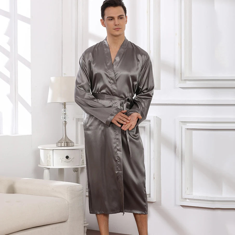 Men’s Satin Bathrobe | Plus Size Satin Robe | 2 CUZZNS