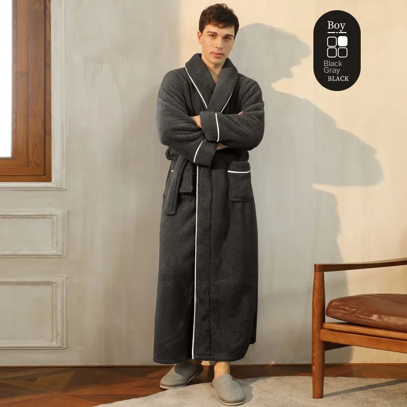 Luxury Cotton Bathrobe – Men & Women, Autumn/Winter Couple Robe