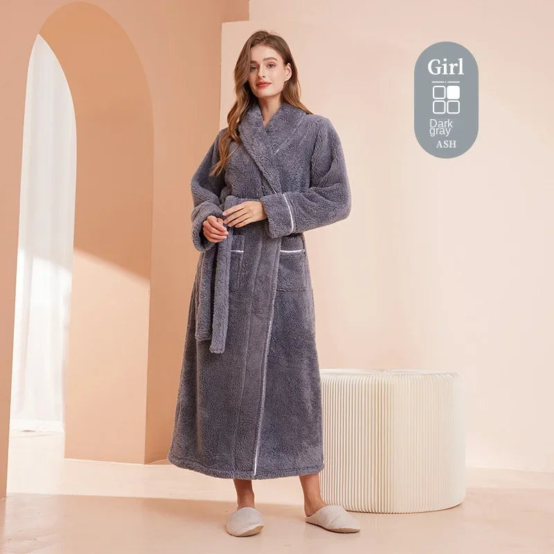 Luxury Cotton Bathrobe – Men & Women, Autumn/Winter Couple Robe