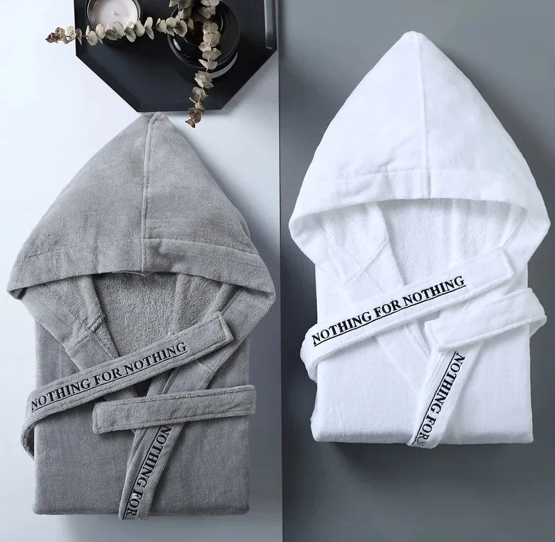 Unisex Hooded Cotton Bathrobe – Winter Warm & Elegant