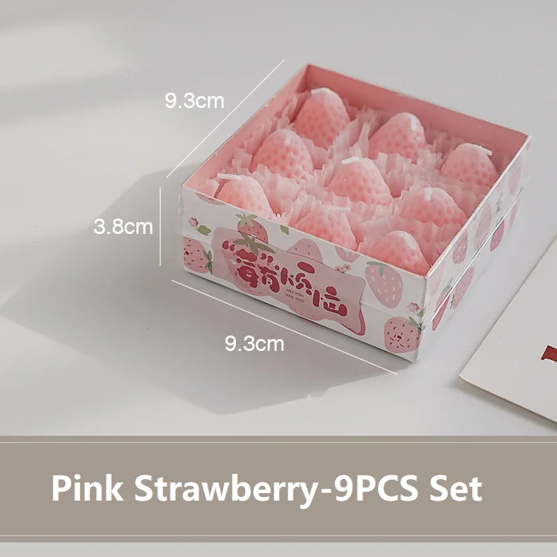 Strawberry Candle Set – Handmade Scented Mini Candles